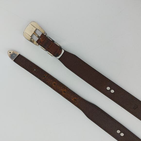 Greg Norman Men's Brown Italian Leather Belt Shark Conchos Size 40/100 - Picture 6 of 10